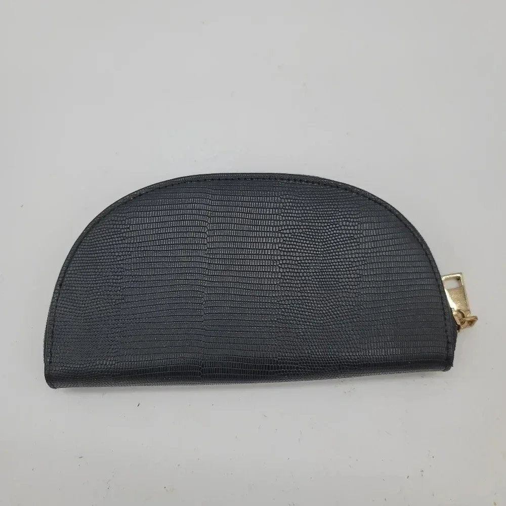 Joan Vass New York Black Lizard Embossed Wallet Gold